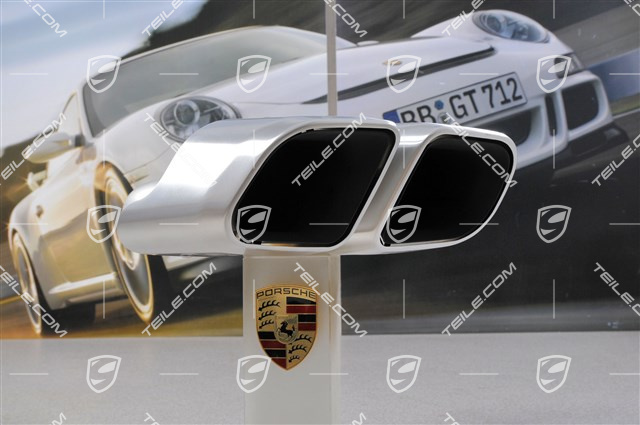 Sports tailpipe of polished stainless steel, 4-pipe look, L