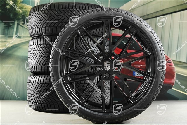 22-inch RS Spyder Design winter wheel set, rims 9J x 22 ET29 + 11J x 22 ET47 + NEW Pirelli winter tyres 255/40 R22 + 295/35 R22, black satin matt