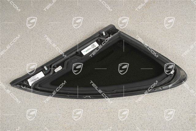Seitenscheibe mit Zierleiste, Aluminium-Paket Chrom-look, Privacy-Verglasung, L