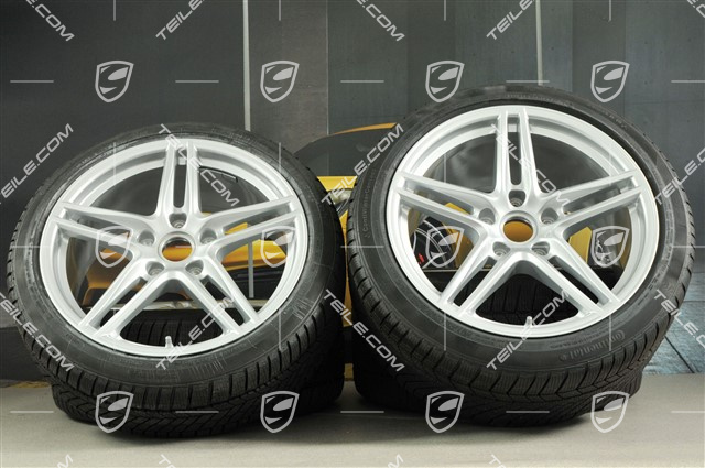 19" Winterräder Satz "Carrera", Felgen 8,5J x 19 ET50 + 11J x 19 ET77 + NEUE Continental WinterContact TS 830P Winterreifen 235/40 R19 + 295/35 R19