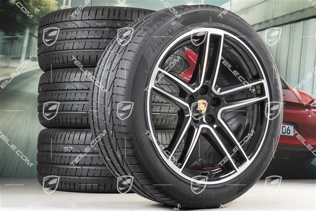 20" koła letnie komplet Turbo, felgi 9J x 20 ET26 + 10J x 20 ET19 + opony letnie 265/45 R20 + 295/40 R20, z czujnikami ciśnienia RDK, czarna perłowy metalik (Jet Black Metallic)