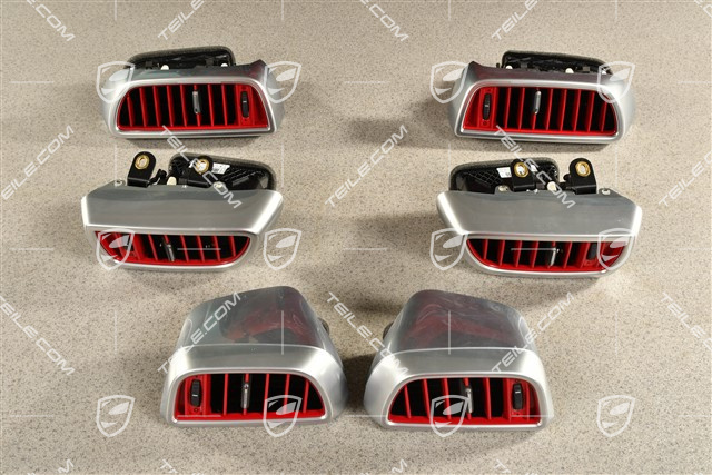 Air vents, set, galvano silver/red