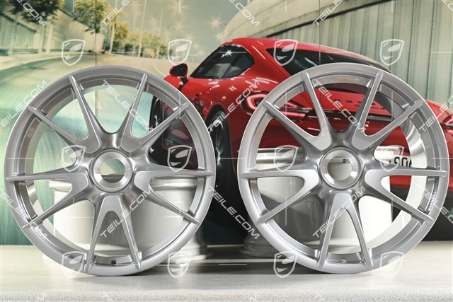 19" Komplet felg GT3RS II 4.0 / GT2RS, GT-Silber, 9J x 19 ET47 + 12J x 19 ET48