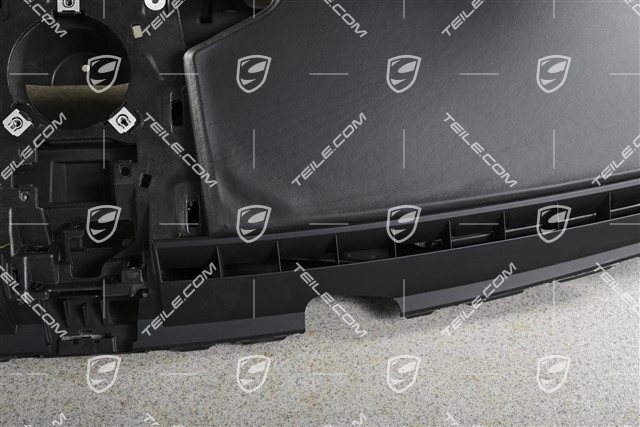 Switch panel trim / dashboard, without head-up display, leather in black, leather damaged