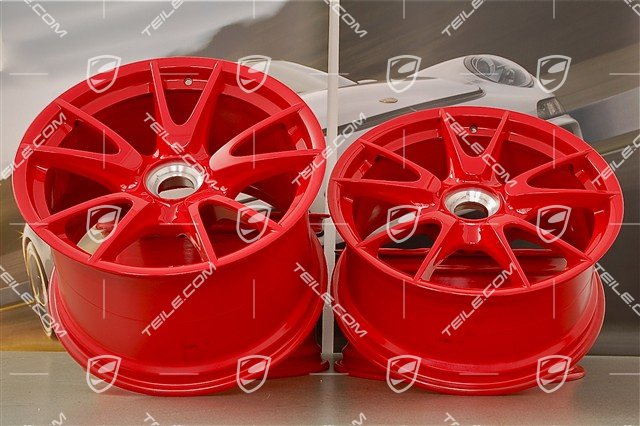 19" GT3 II RS 4.0 / GT2 RS Felgensatz, Indischrot, vorne 9J x 19 ET47 + hinten 12J x 19 ET48