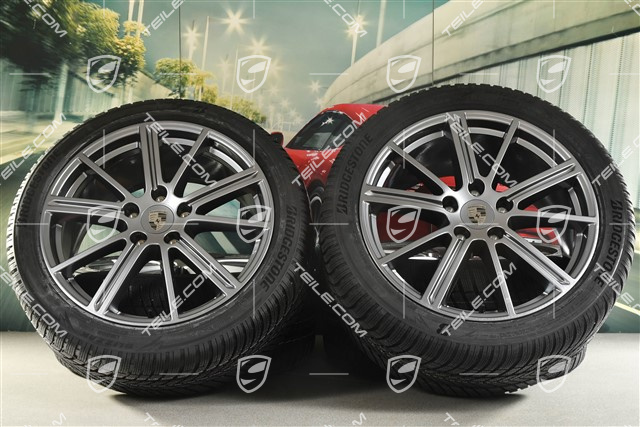 20-inch Panamera Turbo Winter wheel set, wheel rims 9,5J x 20 ET71 + 10,5J x 20 ET71 + NEW Bridgestone winter tyres 275/40 R20 + 315/35 R20, Adamantium