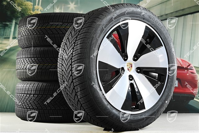 20" Macan Winterräder Satz, Felgen 7,5J x 20 ET32 + 10J x 20 ET49 + Goodyear Winterreifen 235/55 R20 + 285/45 R20, in Schwarz Hochglanz