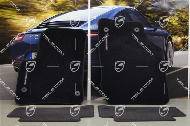 Velours Fußmatten Satz (4 Stück), schwarz