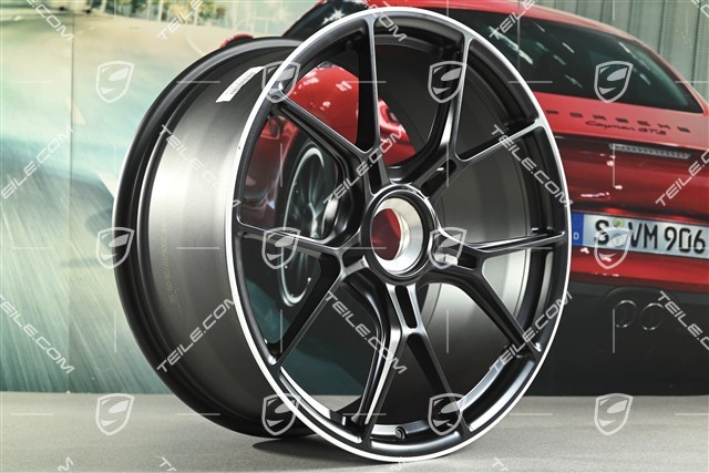 20-inch GT3 rim, 9.5J x 20 ET46, black satin matt + rim border in white