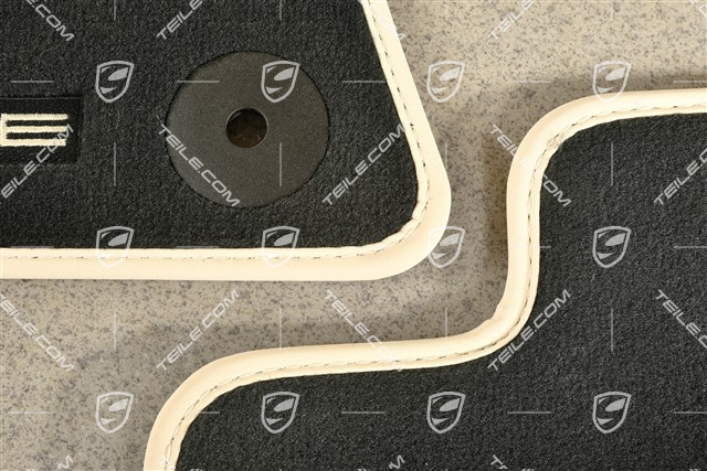 Fußmatten / Fussmattensatz, Velours, 4-Teilig, Schwarz-Crema