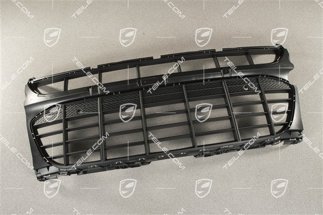 Kratka środkowa przedniego zderzaka z otworami na czujniki parkowania, Czarna