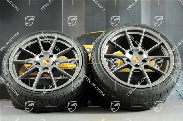 20" Boxster Spyder summer wheel set, rims 8.5J x 20 ET57 + 10.5J x 20 ET47 + NEW Pirelli summer tyres 235/35 ZR20 + 265/35 ZR20