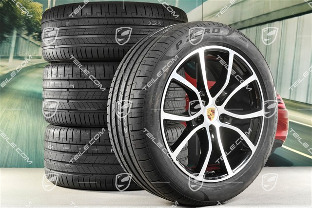 21" Cayenne Exclusive Design Sommerräder Satz, Felgen 9,5J x 21 ET46 + 11,0J x 21 ET58 + Pirelli P Zero Sommerreifen 285/45 R21 + 315/40 R21, mit RDK-Sensoren