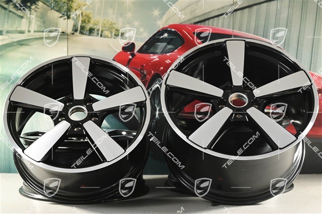 20"+21" Carrera Classic wheel rim set, rims 8.5J x 20 ET50 + 11.5J x 21 ET79, black high gloss