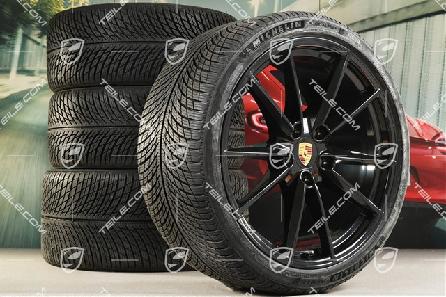 20/21-inch Carrera S winter wheel set, wheel rims 8,5J x 20 ET53 + 11J x 21 ET66 + Michelin winter tyres 245/35 R20 + 295/30 R21, in black high gloss