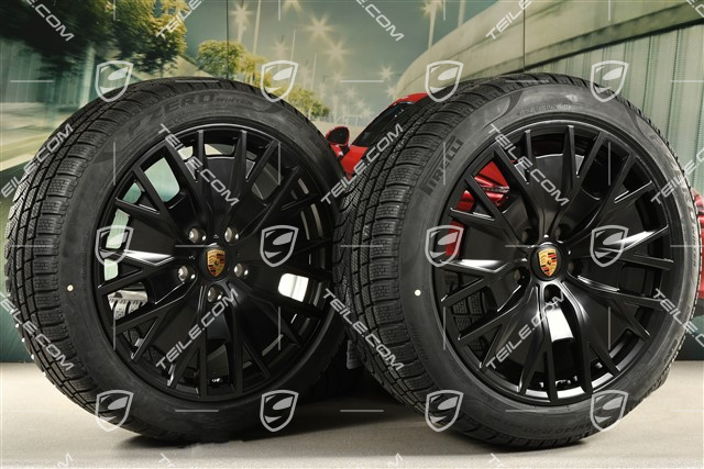 20-inch Turbo S Aero Design winter wheel set, rims 9J x 20 ET54 + 11J x 20 ET60 + NEW Pirelli winter tyres 245/45 R20 + 285/40 R20, black satin matt