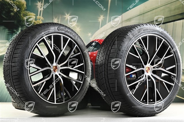 21-inch Macan Design winter wheel set, rims 8,5J x 21 ET27 + 10,5J x 21 ET47 + Continental winter tyres 255/45 R21 + 285/40 R21, black high gloss