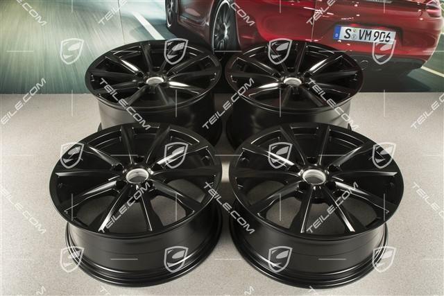 19" Boxster S Felgensatz, 8J x 19 ET57 + 10J x 19 ET45, schwarz seidenmatt