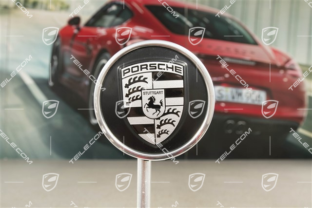 Wheel hub cap, black satin matt / crest silver