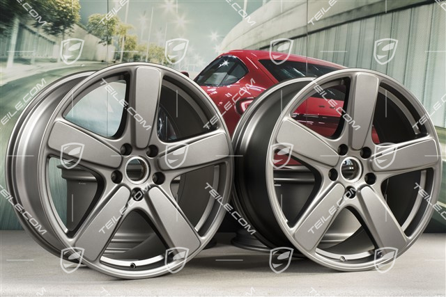 21" komplet felg Cayenne Sport Classic, 10J x 21 ET50, platynowy - matowa satyna