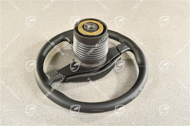 Sports steering wheel, 3-spoke, Black leather without airbag, Carrera RS