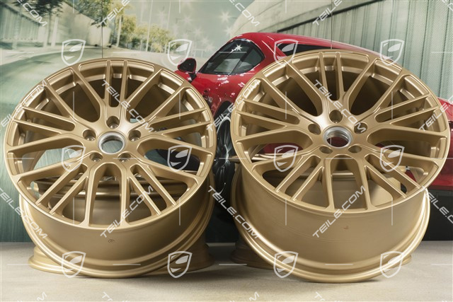 21-inch wheel rim set Panamera Exclusive Design Sport, 9,5J x 21 ET71 + 11,5J x 21 ET69, Aurum satin mat
