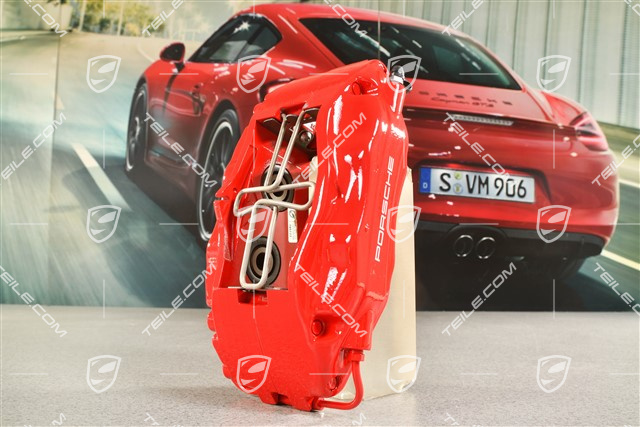 Zacisk hamulcowy, bez klocków, Turbo / Carrera4S / Carrera2S, czerwony, L