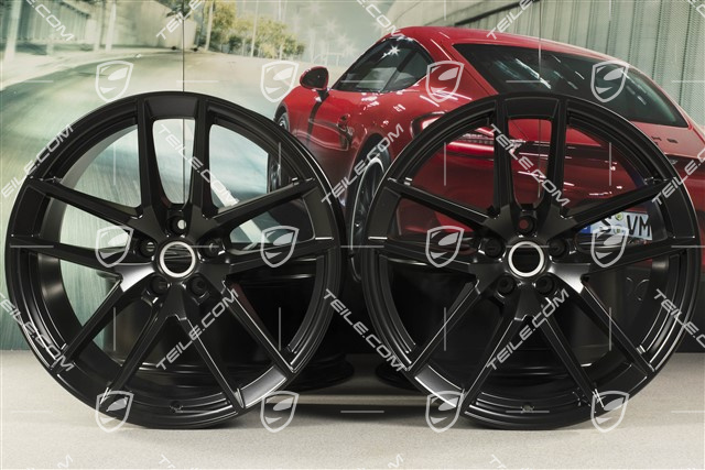 20-inch wheel rim set Macan S, 9J x 20 ET26 + 10J x 20 ET19, in black satin mat
