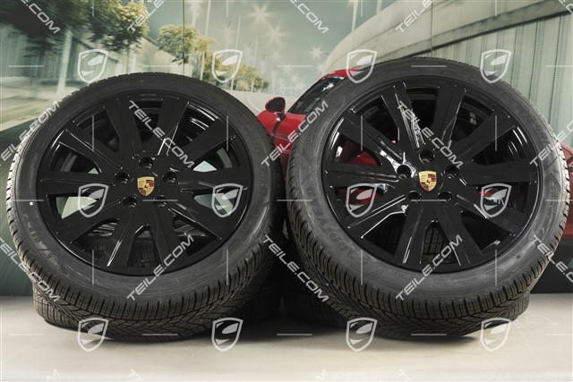 20" koła zimowe Taycan Tequipment Design, komplet, felgi 9J x 20 ET54 + 11J x 20 ET60 + NOWE opony zimowe Goodyear 245/45 R20 + 285/40 R20