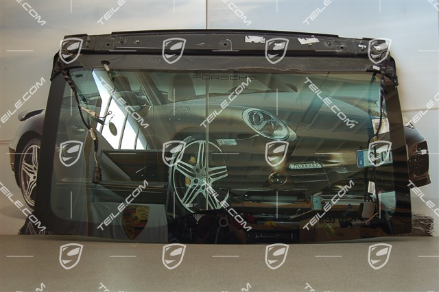 Heckscheibe, Wärmeschutzglas, grün im Fond, Antenne im Heckspoiler