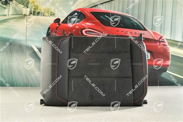 Cabrio / Targa, Notsitzrückenlehne / Rücksitz / Rückenlehne, Hinten, Leder / Alcantara, Schwarz mit Karminrot Naht Faden, GTS, L