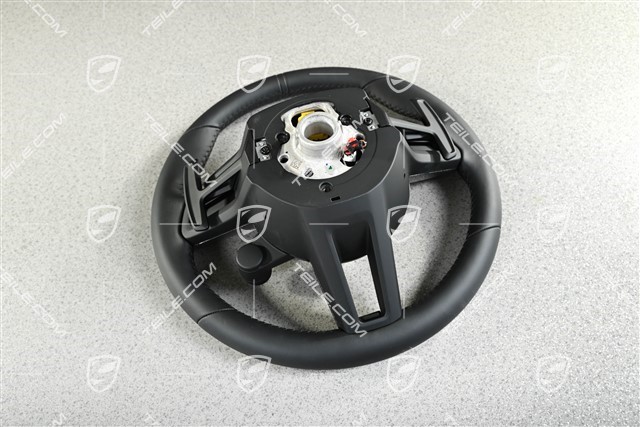 Multifunction steering wheel, sport chrono, heated, black leather/carbon/platinum