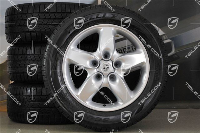 18" Komplet kół zimowych Cayenne Turbo, 4x felgi z oponami zimowymi 255/55 R18