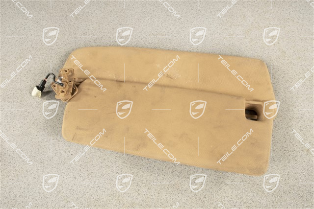 Sonnenblende, mit Spiegel, Sandbeige, Stoff, L