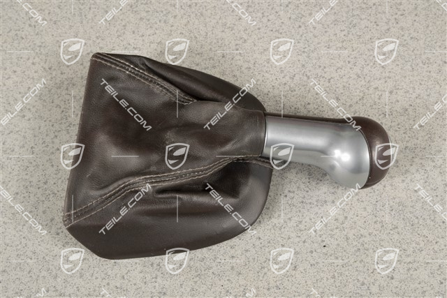 Shift lever / gearshift knob, Cocoa, Leather / aluminium, 6-speed manual transmission