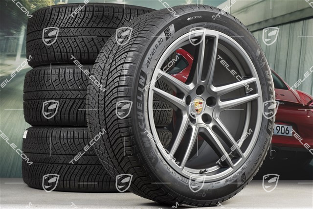 20-inch "Macan Turbo" winter wheels set, rims 9J x 20 ET26 + 10J x 20 ET19 + NEW Michelin Latitude Alpin 5 winter tyres 265/45 R20 + 295/40 R20, Platinum satin mat, with TPMS