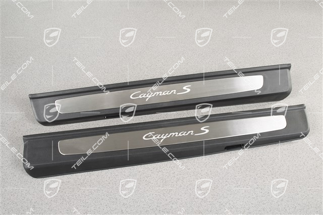 Listwy ozdobne progów wewnętrznych, podświetlane, stal szlachetna, "Cayman S", zestaw, L+R