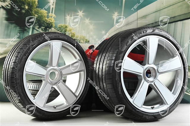 20"+21" Sport Classic "911 Turbo 50 Jahre" Sommerräder Satz, Felgen 9,5J x 20 ET44 + 12J x 21 ET70 + Pirelli Sommerreifen 255/35 R20 + 315/30 R21, weiß hochglanz