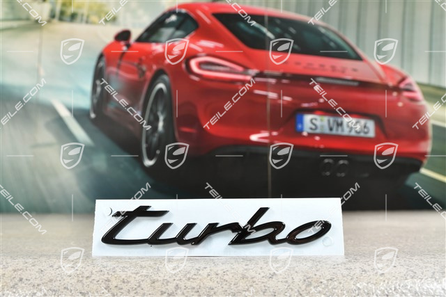 Abzeichen / Emblem Aufkleber Turbo, Schwarz Hochglanz