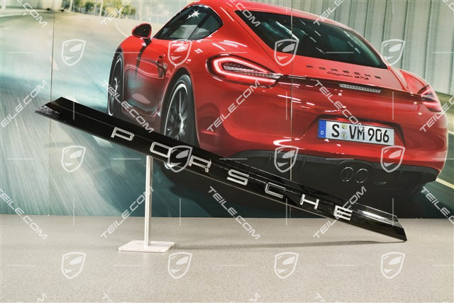 Heckklappenblende mit Schriftzug/Abzeichen/Emblem PORSCHE Chrom, Schwarz, für Sportlimousine