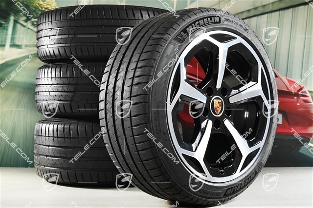 20" Offroad Design Sommerräder Satz, Felgen 9J x 20 ET54 + 11J x 20 ET60 + Michelin Sommerreifen 245/45 R20 + 285/40 R20, schwarz hochglanz