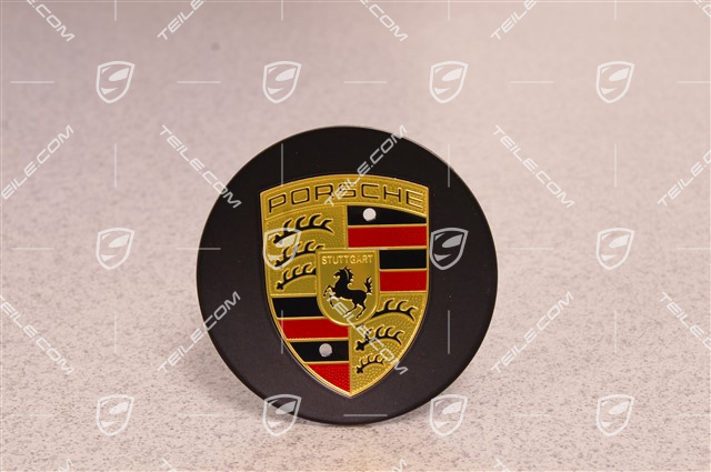 Hub cap set, crest coloured, concav, silk-gloss black