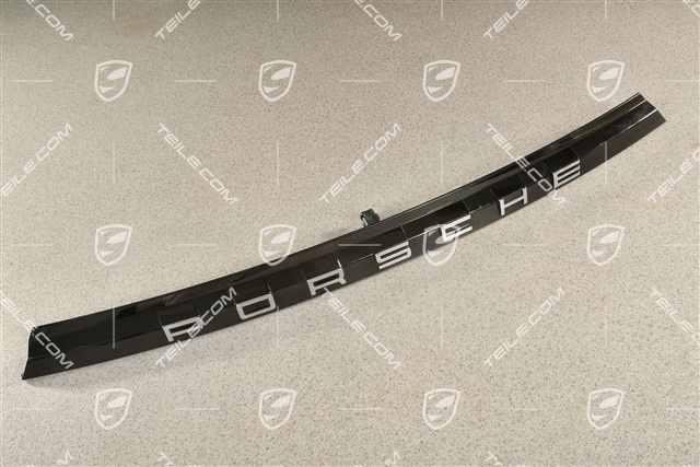 Heckklappenblende mit Schriftzug/Abzeichen/Emblem PORSCHE Chrom, Schwarz, für Sportlimousine