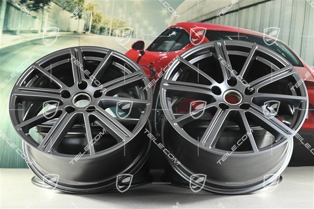 20" wheel rim set Panamera Turbo, 9.5J x 20 ET71 + 10.5J x 20 ET71, Adamantium