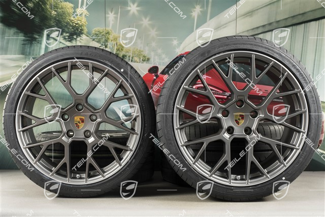 20"+21" koła letnie, komplet RS Spyder Design, felgi 8,5J x 20 ET53 + 11,5J x 21 ET67 + opony letnie Goodyear 245/35 R20 + 305/30 R21, z czujnikami ciśnienia, platinum satynowy półmat