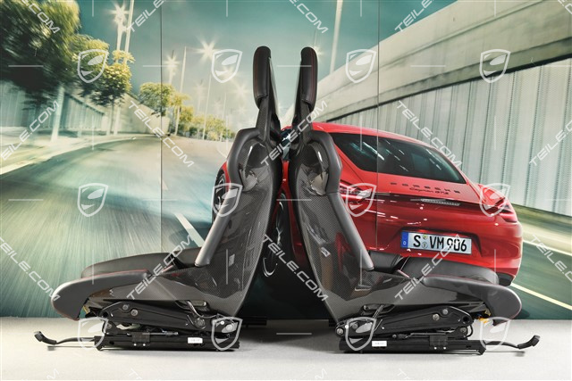 Vollschalensitze / Schalensitze, Carbon, Leder/Race-Tex-Umfängen in Schwarz/Rot, GT3 Schriftzug, Satz, L+R