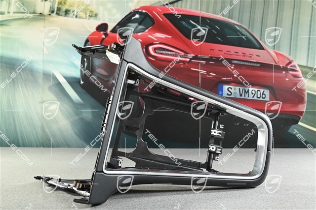 Centre console / tunnel, part, Leather, Black with Chalk stitching