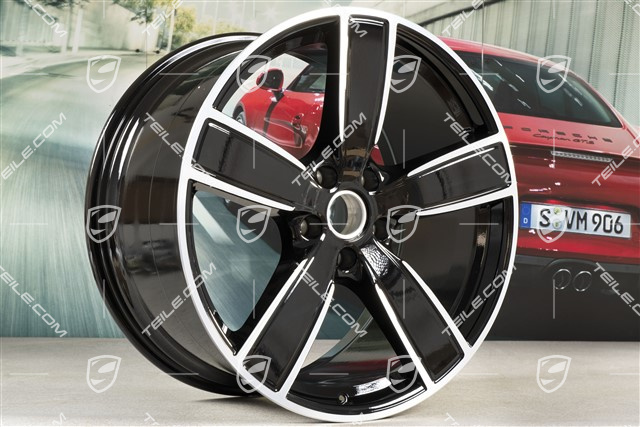22" Komplet felg Cayenne Sport Classic, 10J x 22 ET48 + 11,5J x 22 ET61, czarny wysoki połysk