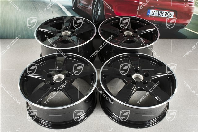 19" Cayman S Felgensatz, 8J x 19 x ET 57 + 9,5J x 19 x ET 45, Felgenstern in Schwarz