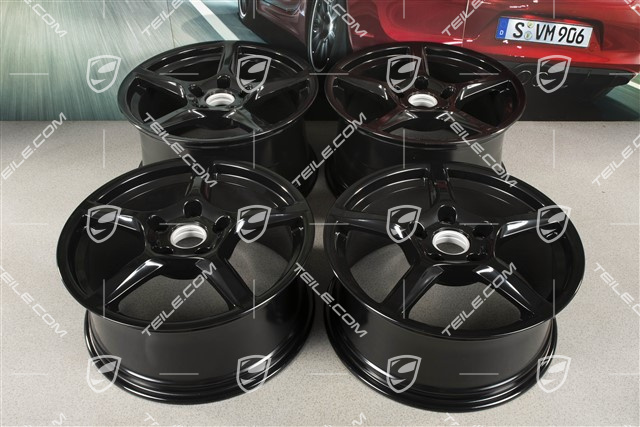 18" Felgensatz Boxster IV, 8J x 18 ET57 + 9,5J x 18 ET49, schwarz hochglanz